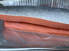 Sockeye salmon fillet cross-section macro texture